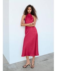 Mango - Satin Halter Neck Dress - Lyst