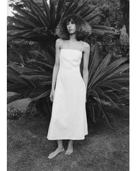 Mango - 100% Linen Dress With Stitch Detailing - Lyst