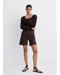 Mango - Straight-Cut Bermuda Shorts With Frayed Hem - Lyst