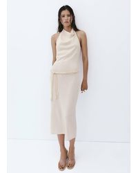 Mango - Halter Knit Dress With Belt - Lyst