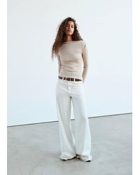 Mango - Long-Sleeved Boat-Neck T-Shirt - Lyst