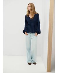 MANGO TEEN - Textured V-Neck Blouse - Lyst