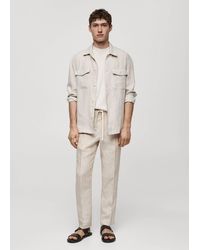 Mango - 100% Linen Slim-fit Striped Trousers - Lyst