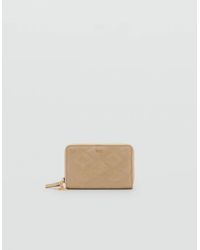 Mango - Faux Leather Wallet With Geometric Topstitching - Lyst