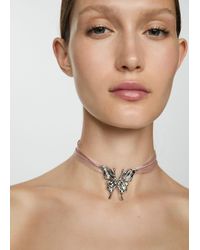 Mango - Butterfly Bow Necklace - Lyst