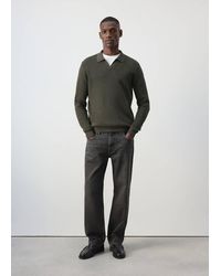 Mango - 100% Cotton Ribbed Knit Polo Shirt - Lyst