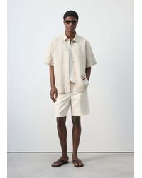 Mango - Cotton-Linen Blend Shirt With Embroidered Details - Lyst