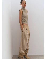 Mango - Ribbed Knitted Top With Zip - Lyst