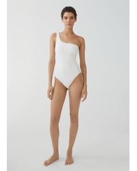 Mango - Asymmetrical Textured Swimsuit - Lyst