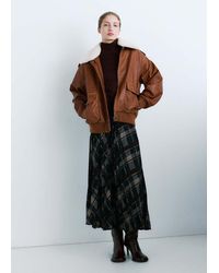 Mango - Giacca Oversize Collo Montone Marrone - Lyst