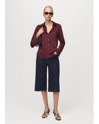 Mango - Satin Finish Flowy Shirt - Lyst