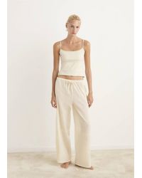 Mango - Cotton Lace Pyjama Trousers With Drawstring - Lyst