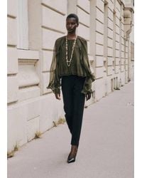 Mango - Semi-Transparent Ruffled Blouse - Lyst