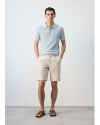 Mango - Ribbed Cotton-Linen Blend Polo - Lyst