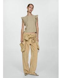Mango - Ruffled Cotton Top Pastel - Lyst