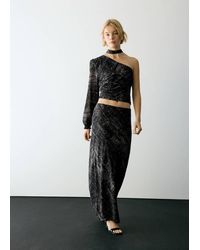 MANGO TEEN - Asymmetric Printed Top With Tie Detail - Lyst