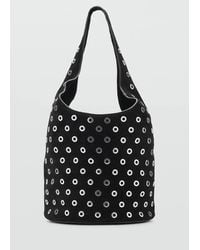 Mango - Leather Drawstring Bag With Eyelets - Lyst