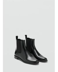 Mango - Elastic Panels Leather Ankle Boots - Lyst