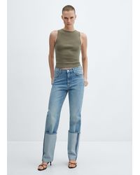 Mango - Knitted Top With Wide Straps - Lyst