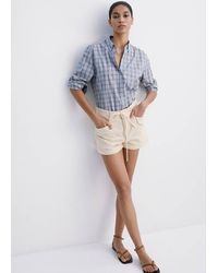 Mango - Flap Pocket Denim Shorts Ecru - Lyst