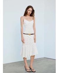 Mango - Broderie Anglaise Dress With Asymmetric Frill - Lyst