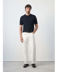 Mango - Fine Knit Cotton Blend T-Shirt - Lyst
