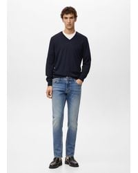 Mango - Jan Slim-Fit Faded Dark-Wash Jeans - Lyst