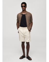 Mango - Linen-blend Bermuda Shorts With Pleats - Lyst