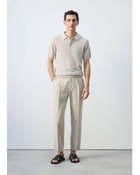 Mango - Ribbed Cotton-Linen Blend Polo - Lyst