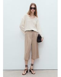 Mango - Pull-Over Maille Col En V Blanc - Lyst