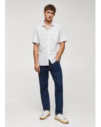 Mango - 100% Cotton Short-sleeved Mirco-patterned Shirt - Lyst