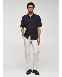 Mango - Cotton Seersucker Trousers With Drawstring Off - Lyst