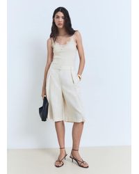 Mango - Fitted Top With Lace Neckline - Lyst