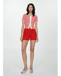 Mango - Combined Knitted T-shirt Coral - Lyst