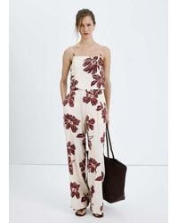 Mango - Floral Print Spaghetti Strap Top - Lyst