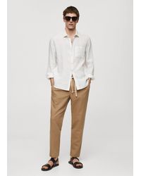 Mango - Slim-fit Trousers With Drawstring Tobacco - Lyst