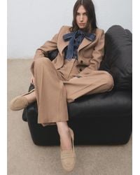 Mango - Suede Penny Loafers - Lyst