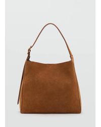 Mango - Large Suede Shopper Bag - Lyst