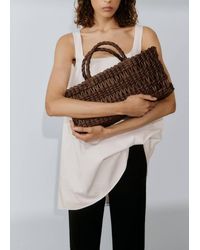 Mango - Medium Natural Fibre Tote Bag - Lyst