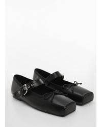 Mango - Square-toe Ballerina With Buckle - Lyst