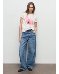 Mango - Floral-Print Cotton T-Shirt - Lyst