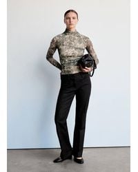 Mango - Animal Print Ruched T-Shirt - Lyst