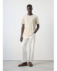 Mango - Linen Blend Slim Fit T-Shirt - Lyst