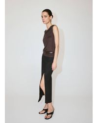 Mango - Linen Top With Draped Neck - Lyst