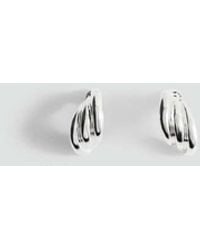 Mango - Embossed Semi-Hoop Earrings - Lyst