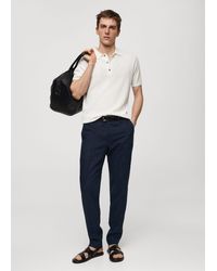 Mango - Knit Cotton Polo Shirt Off - Lyst