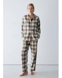 Mango - Plaid Flannel Pajama Pants - Lyst