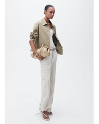 Mango - Linen Cargo Trousers With Puffed Hem - Lyst