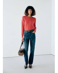 Mango - Round-Neck Knitted Sweater - Lyst
