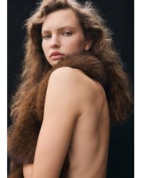 Mango - Faux Fur Scarf With Fringed Trim - Lyst